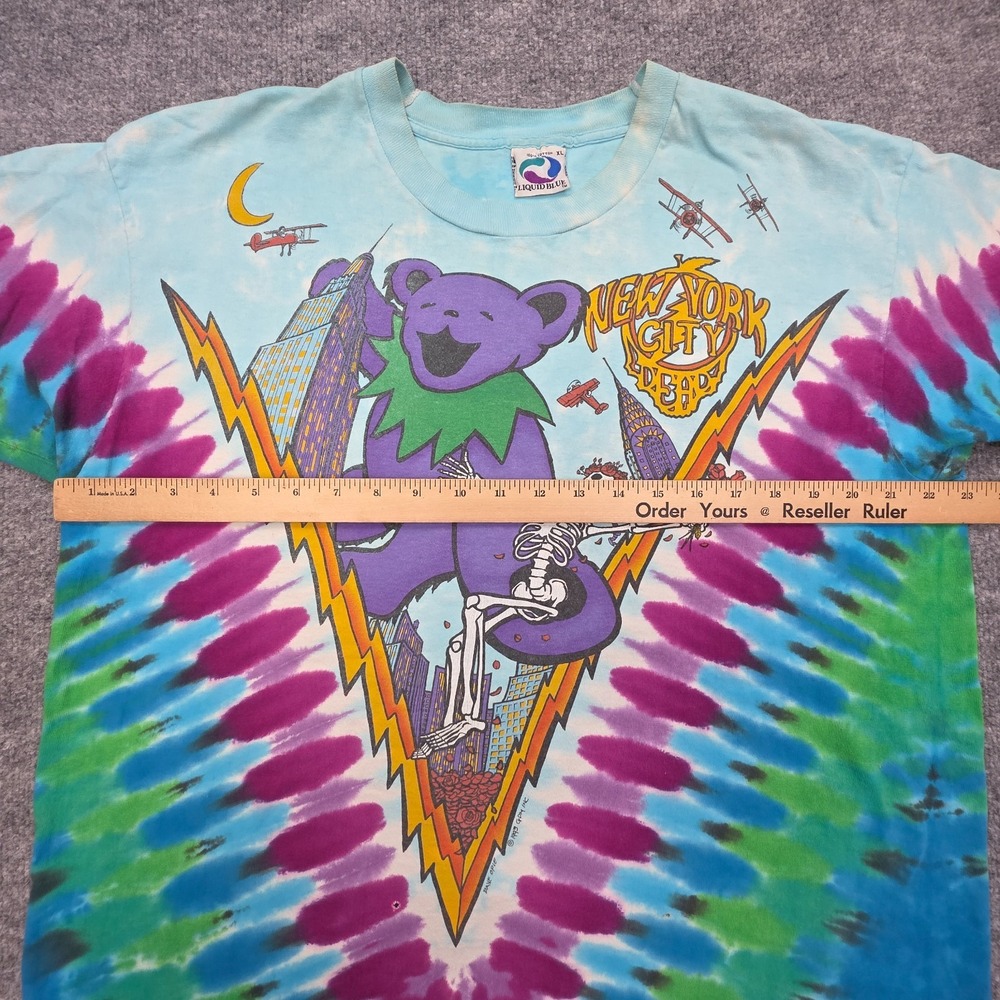 Vintage Grateful Dead Shirt Mens XL Liquid Blue AOP Skeletons Bears 1993 - Picture 12 of 15